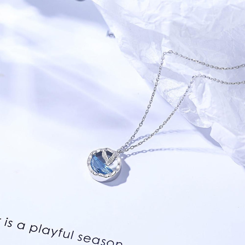 Mermaid Tail Round Pendant Necklace for Women Fashion Jewelry-Earrings-Arimonz-Arimonz