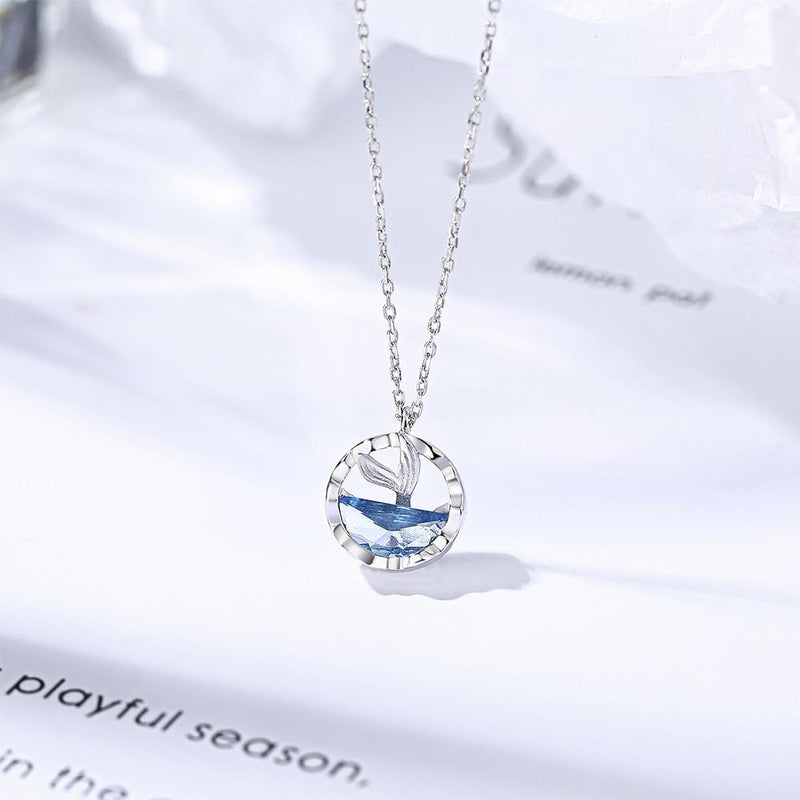 Mermaid Tail Round Pendant Necklace for Women Fashion Jewelry-Earrings-Arimonz-Arimonz
