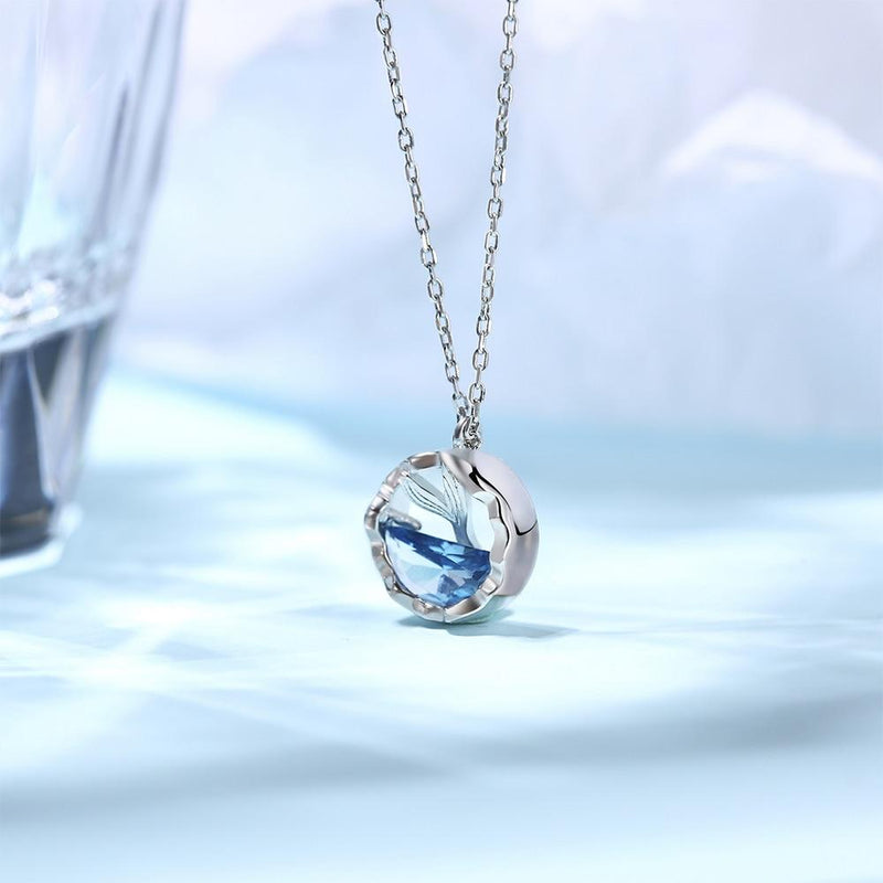 Mermaid Tail Round Pendant Necklace for Women Fashion Jewelry-Earrings-Arimonz-Arimonz