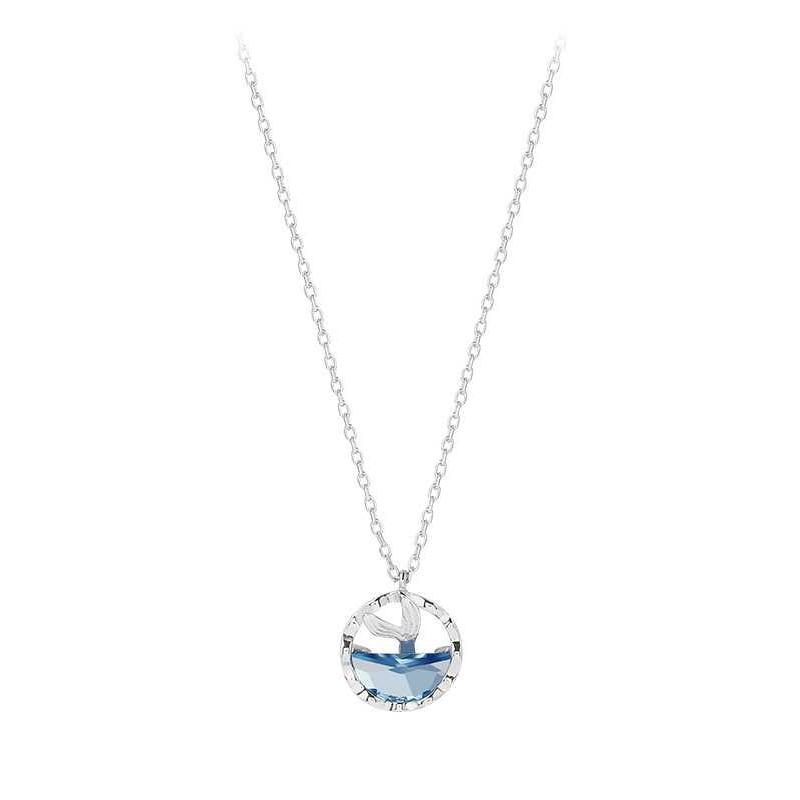 Mermaid Tail Round Pendant Necklace for Women Fashion Jewelry-Earrings-Arimonz-Arimonz