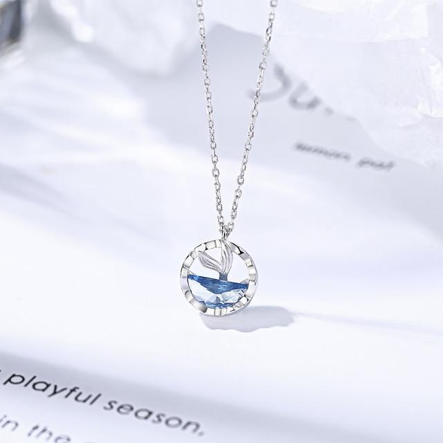 Mermaid Tail Round Pendant Necklace for Women Fashion Jewelry-Earrings-Arimonz-Arimonz