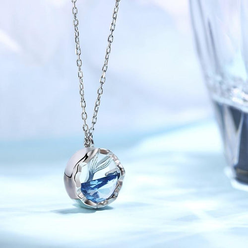 Mermaid Tail Round Pendant Necklace for Women Fashion Jewelry-Earrings-Arimonz-Arimonz