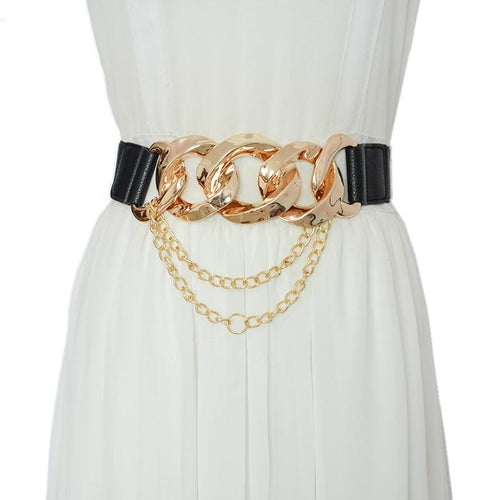 Metal Chain Buckle Belt For Women In Silver And Gold-Belts-Arimonz-Arimonz