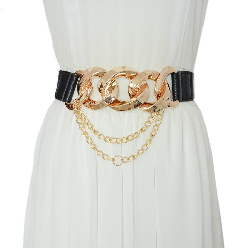Metal Chain Buckle Belt For Women In Silver And Gold-Belts-Arimonz-Arimonz