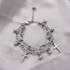 Metal Cross Pendant Charm Bracelet for Women Layering Linked Chain-Braceletes-Arimonz-Arimonz