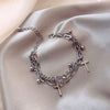 Metal Cross Pendant Charm Bracelet for Women Layering Linked Chain-Braceletes-Arimonz-Arimonz