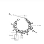 Metal Cross Pendant Charm Bracelet for Women Layering Linked Chain-Braceletes-Arimonz-Arimonz