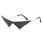 Metal Frame Oversized Triangle Women Sunglasses Vintage Rimless Cat Eye Sunglasses In 6 Colors-Sunglasses-Arimonz-Golden gray-Arimonz