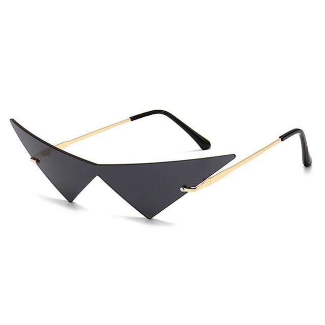 Metal Frame Oversized Triangle Women Sunglasses Vintage Rimless Cat Eye Sunglasses In 6 Colors-Sunglasses-Arimonz-Golden gray-Arimonz