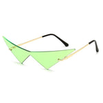 Metal Frame Oversized Triangle Women Sunglasses Vintage Rimless Cat Eye Sunglasses In 6 Colors-Sunglasses-Arimonz-Golden green-Arimonz