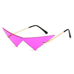 Metal Frame Oversized Triangle Women Sunglasses Vintage Rimless Cat Eye Sunglasses In 6 Colors-Sunglasses-Arimonz-Golden purple-Arimonz
