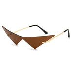 Metal Frame Oversized Triangle Women Sunglasses Vintage Rimless Cat Eye Sunglasses In 6 Colors-Sunglasses-Arimonz-Golden tea-Arimonz