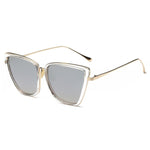Metal Retro Oversized Sunglasses Women Cat Eye Sun Glasses-Sunglasses-Arimonz-TransSilver-Arimonz