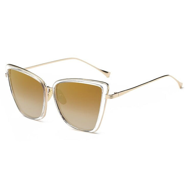Metal Retro Oversized Sunglasses Women Cat Eye Sun Glasses-Sunglasses-Arimonz-WhiteBrown-Arimonz
