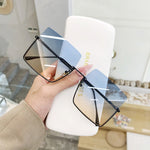 Metal Semi Rimless Sunglasses Women Retro Oversized Square Sun Glasses-Sunglasses-Arimonz-Arimonz