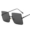 Metal Semi Rimless Sunglasses Women Retro Oversized Square Sun Glasses-Sunglasses-Arimonz-Black Gray-Arimonz