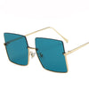 Metal Semi Rimless Sunglasses Women Retro Oversized Square Sun Glasses-Sunglasses-Arimonz-Gold Dark Green-Arimonz