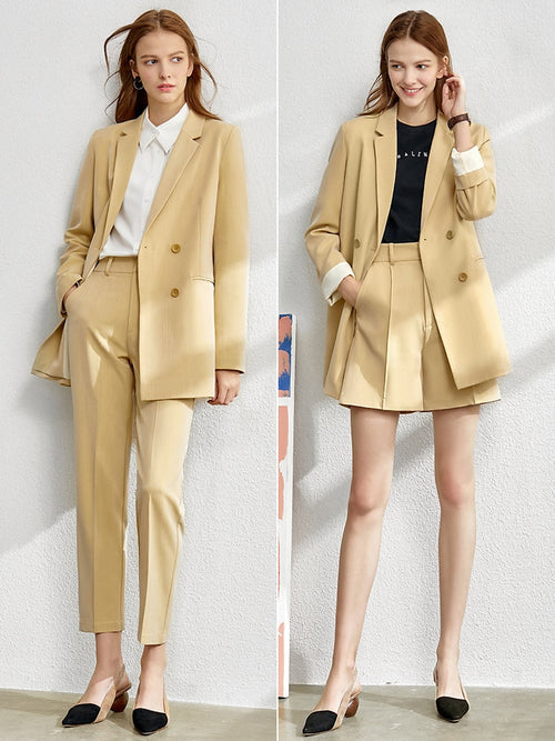 Minimalism Spring Suit Female Office Lady Blazer High Waist Officewear-Wear To Work Sets-Arimonz-Arimonz