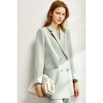 Minimalism Spring Suit Female Office Lady Blazer High Waist Officewear-Wear To Work Sets-Arimonz-green coat-M-Arimonz