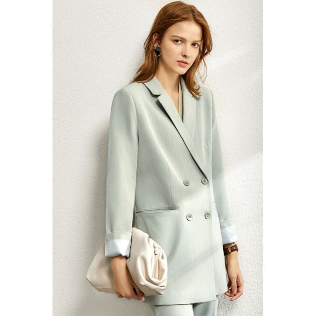Minimalism Spring Suit Female Office Lady Blazer High Waist Officewear-Wear To Work Sets-Arimonz-green coat-M-Arimonz