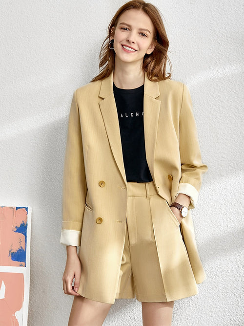Minimalism Spring Suit Female Office Lady Blazer High Waist Officewear-Wear To Work Sets-Arimonz-Arimonz