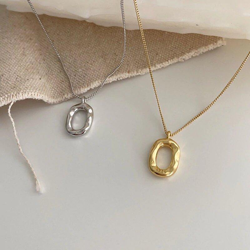 Minimalist Charm Necklace for Women Fashion Ellipse Geometry Pendant Jewelry-Necklaces-Arimonz-Arimonz