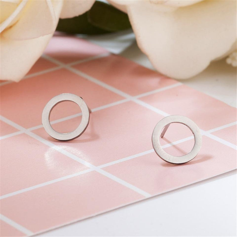 Minimalist Round Stud Earrings-Earrings-Arimonz-Arimonz