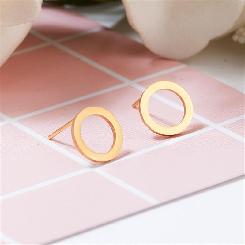 Minimalist Round Stud Earrings-Earrings-Arimonz-Arimonz