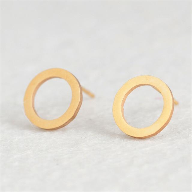 Minimalist Round Stud Earrings-Earrings-Arimonz-Gold-Arimonz