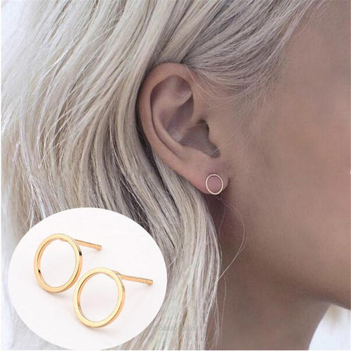 Minimalist Round Stud Earrings-Earrings-Arimonz-Arimonz
