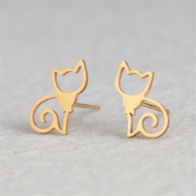 Minimalist Stud Earrings-Earrings-Arimonz-Cat-Gold-Arimonz