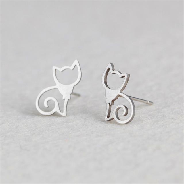 Minimalist Stud Earrings-Earrings-Arimonz-Cat-Silver-Arimonz