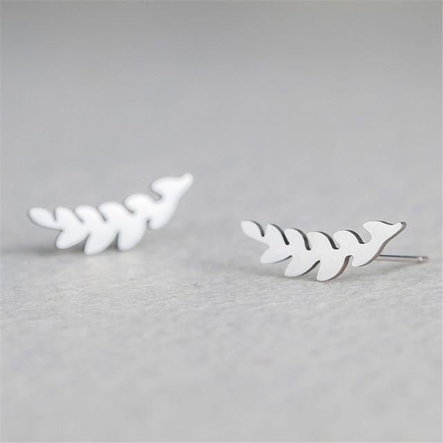 Minimalist Stud Earrings-Earrings-Arimonz-Leaf-Silver-Arimonz