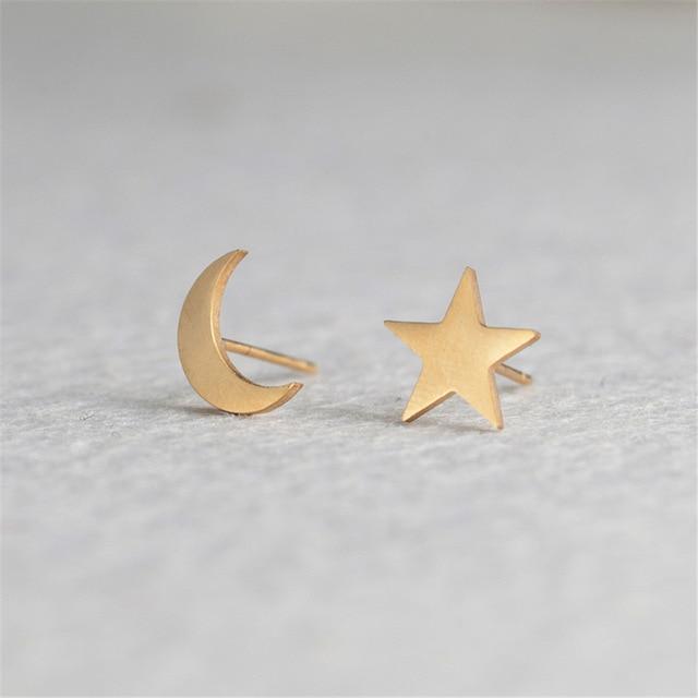 Minimalist Stud Earrings-Earrings-Arimonz-Moon Star-Gold-Arimonz