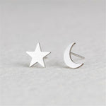 Minimalist Stud Earrings-Earrings-Arimonz-Moon Star-Silver-Arimonz