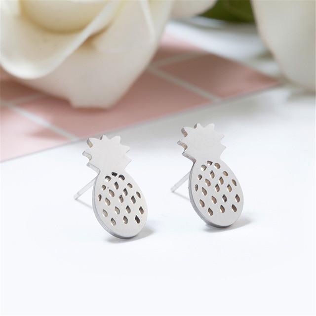 Minimalist Stud Earrings-Earrings-Arimonz-Pineapple-Silver-Arimonz