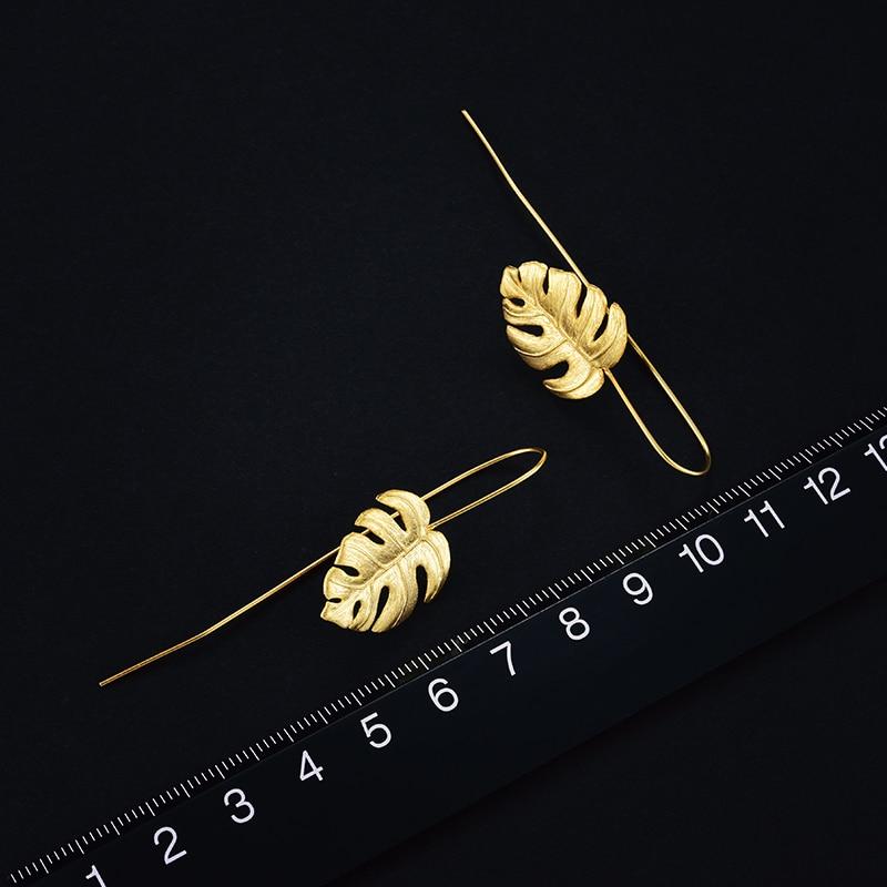 Monstera Leaves Drop Earrings for Women Creative Handmade Design Fine Earrings-Earrings-Arimonz-Arimonz