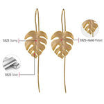 Monstera Leaves Drop Earrings for Women Creative Handmade Design Fine Earrings-Earrings-Arimonz-Arimonz