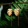 Monstera Leaves Drop Earrings for Women Creative Handmade Design Fine Earrings-Earrings-Arimonz-Gold-Arimonz