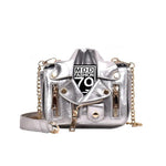 Motorcycle Jacket Messenger Bag-Handbags-Arimonz-Silver-Arimonz