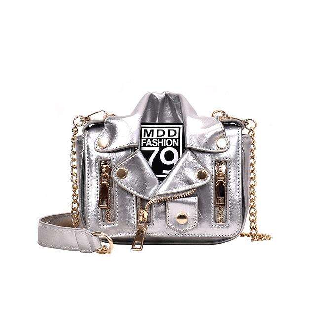Motorcycle Jacket Messenger Bag-Handbags-Arimonz-Silver-Arimonz