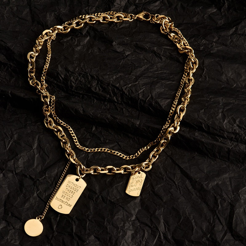 Multi Layer Chain Woman Rock Thick Chain Street Snap Necklace-Necklaces-Arimonz-Arimonz