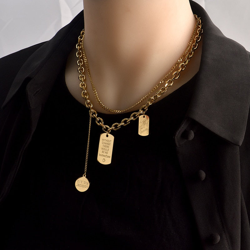 Multi Layer Chain Woman Rock Thick Chain Street Snap Necklace-Necklaces-Arimonz-Arimonz