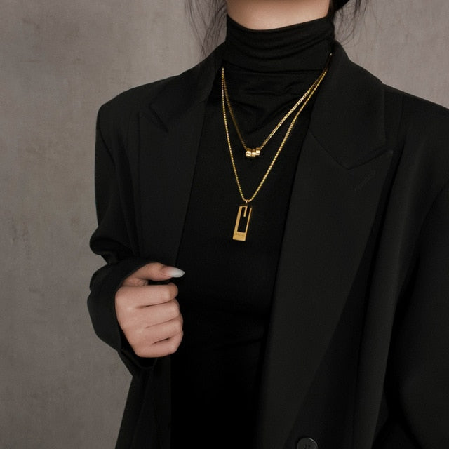 Multi Layer Chain Woman Rock Thick Chain Street Snap Necklace-Necklaces-Arimonz-Double golden-Arimonz