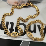 Multi Layer Chain Woman Rock Thick Chain Street Snap Necklace-Necklaces-Arimonz-Necklace Gold-Arimonz