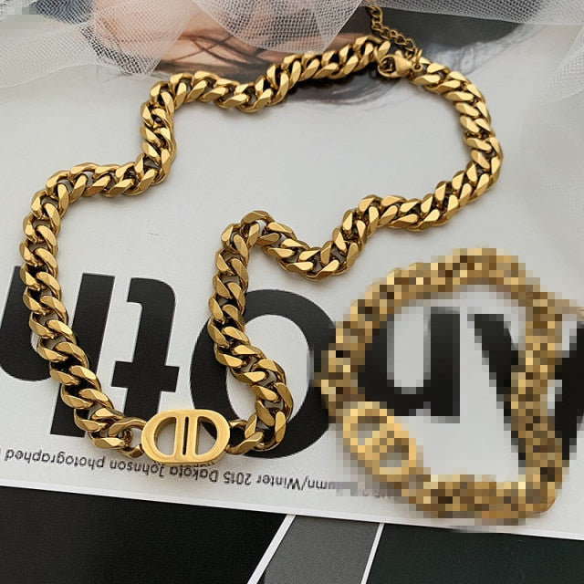 Multi Layer Chain Woman Rock Thick Chain Street Snap Necklace-Necklaces-Arimonz-Necklace Gold-Arimonz
