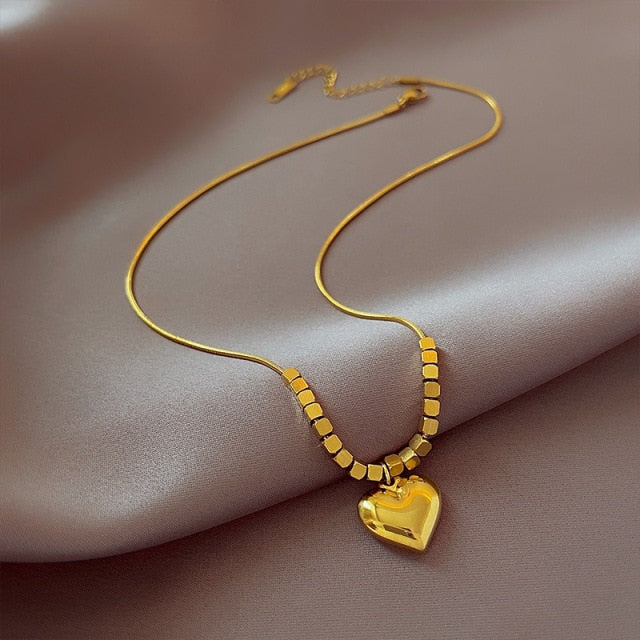 Multi Layer Chain Woman Rock Thick Chain Street Snap Necklace-Necklaces-Arimonz-Peach heart-Arimonz