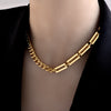 Multi Layer Chain Woman Rock Thick Chain Street Snap Necklace-Necklaces-Arimonz-Rectangle gold-Arimonz