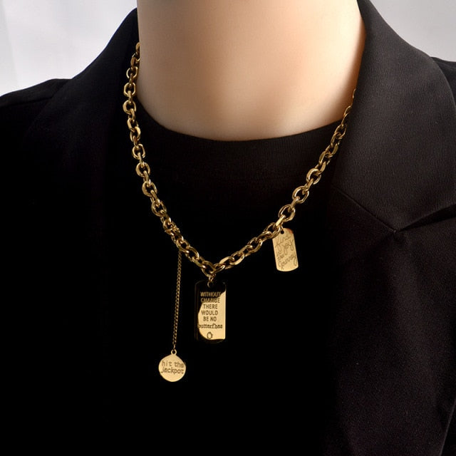 Multi Layer Chain Woman Rock Thick Chain Street Snap Necklace-Necklaces-Arimonz-Single chain gold-Arimonz