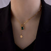 Multi Layer Chain Woman Rock Thick Chain Street Snap Necklace-Necklaces-Arimonz-turquoise gold-Arimonz